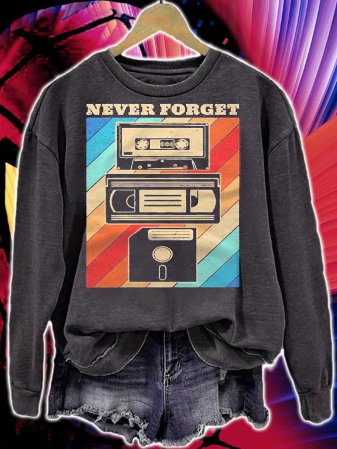 Never Forget Vintage Floppy Disk Vhs Tape 90S 80S Cassette Pullover Shirt t-shirt