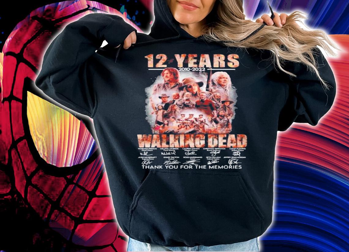 Official 12 Years 2010-2022 The Walking Dead Signatures Thank You For The Memories Shirt t-shirt hoodie