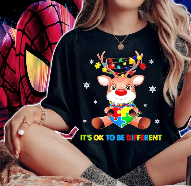 Reindeer Autism Awareness It's Ok To Be Different Shirt t-shirt woman shirt