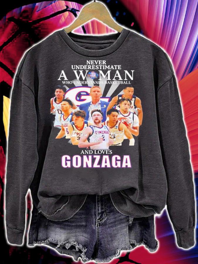 Never Underestimate A Woman Who Understands Basketball And Loves Gonzaga Signatures Shirt t-shirt sweatshirt