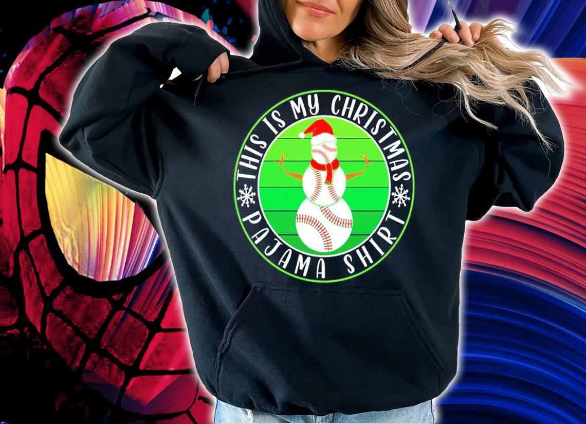 This is My Christmas Pajama Baseball Snowman hat shirt t-shirt