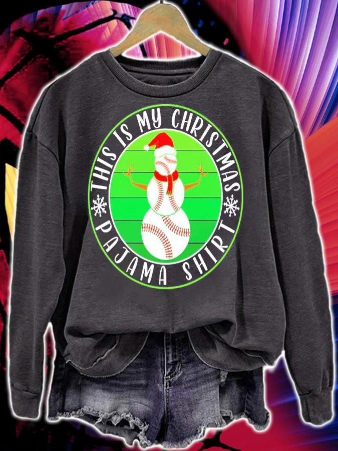 This is My Christmas Pajama Baseball Snowman hat shirt t-shirt