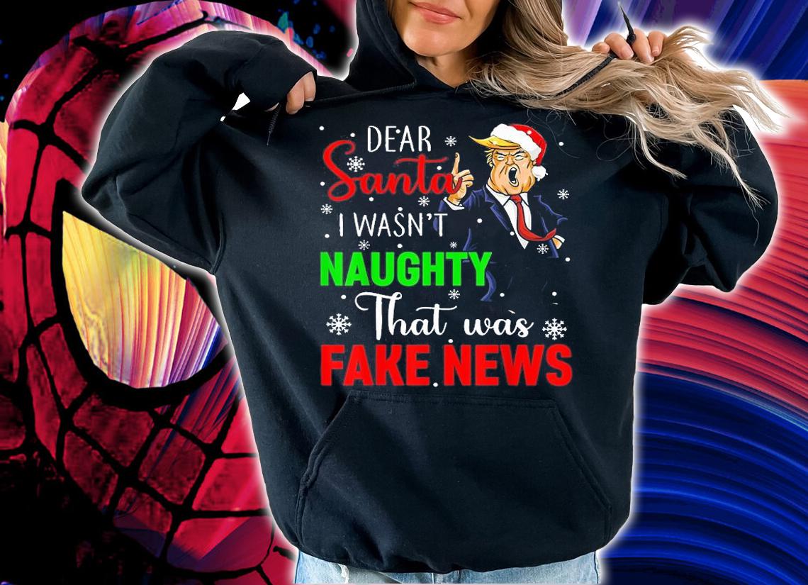 Trump Christmas Pajamas Dear Santa Fake News T-Shirt t-shirt