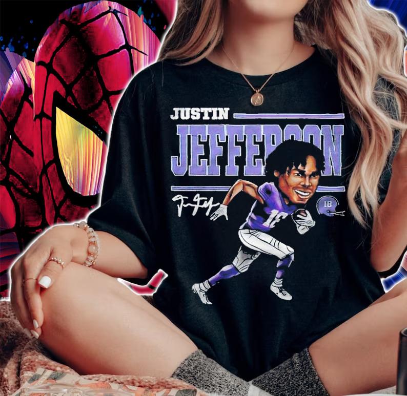 Justin Jefferson cartoon signature T-shirt t-shirt woman shirt