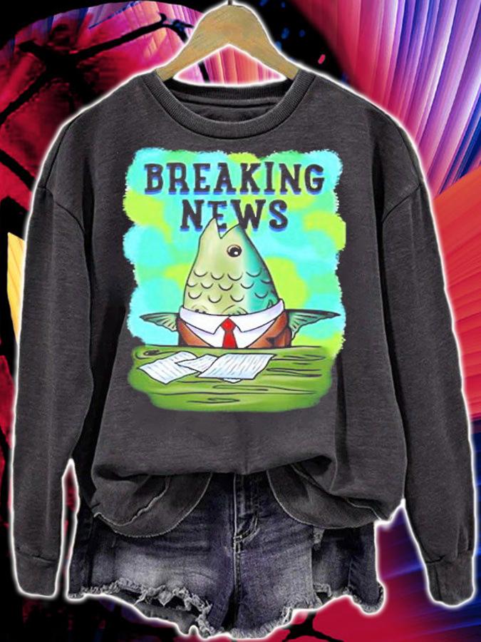 Fish News Anchor Breaking News parody shirt t-shirt sweatshirt
