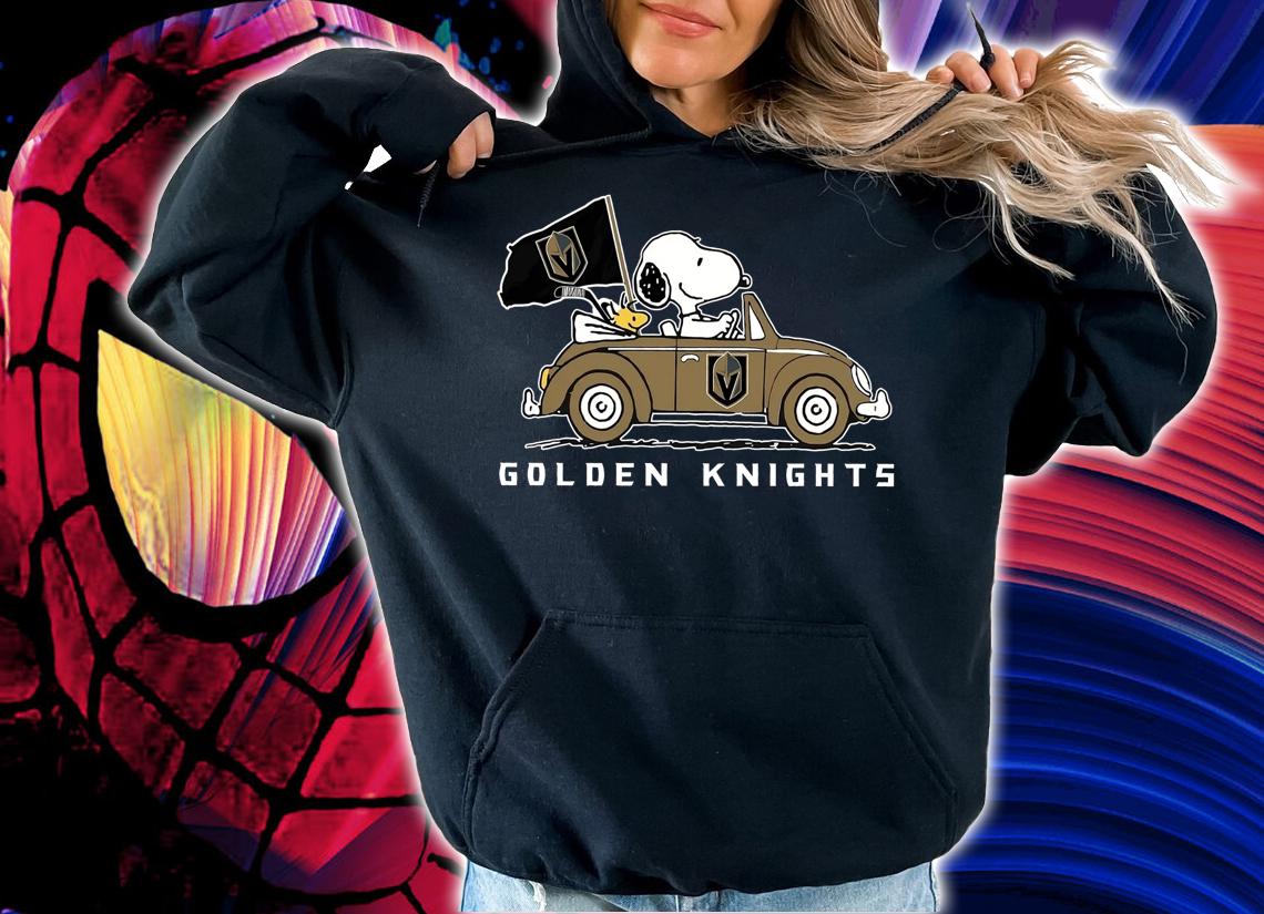 Snoopy And Woodstock Driving Car Vegas Golden Knights Flag t-shirt hoodie