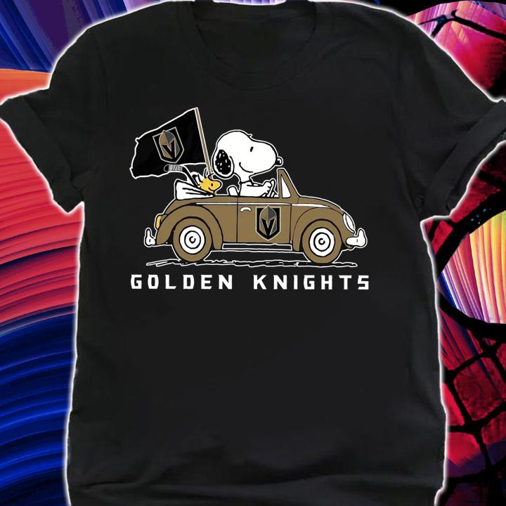Snoopy And Woodstock Driving Car Vegas Golden Knights Flag t-shirt shirt