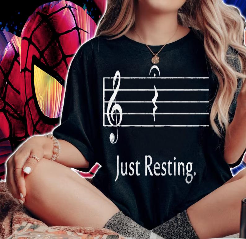 Funny Music Tee Just Resting Quarter Rest & Fermata Raglan Baseball T-shirt woman shirt