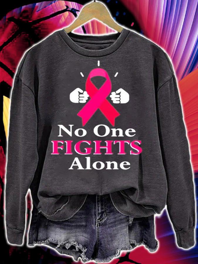 No One Fights Alone Breast Cancer Fighter T-Shirt sweatshirt