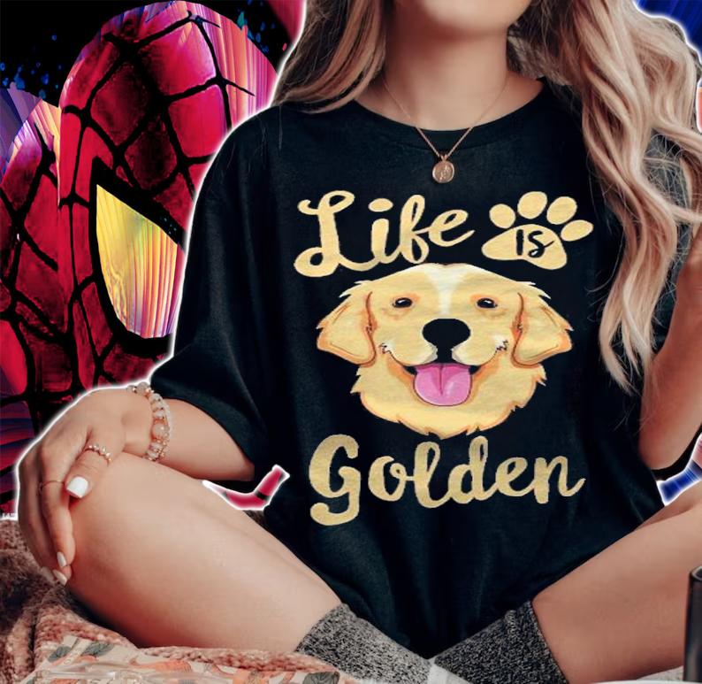 Life Is Golden Retriever Shirt Women Kids Dog Owner Gift Shirt woman shirt