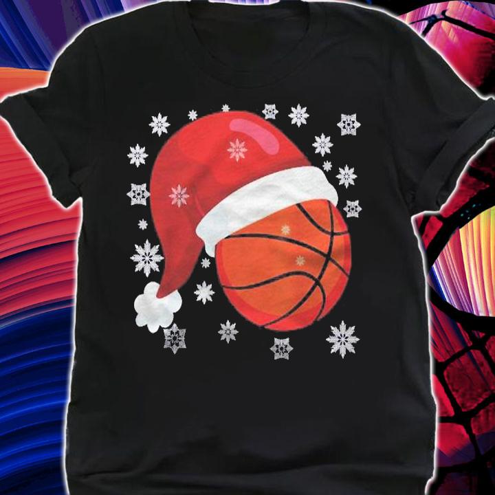 Christmas Basketball Ball Santa Hat Funny Sports Xmas Snow Shirt shirt