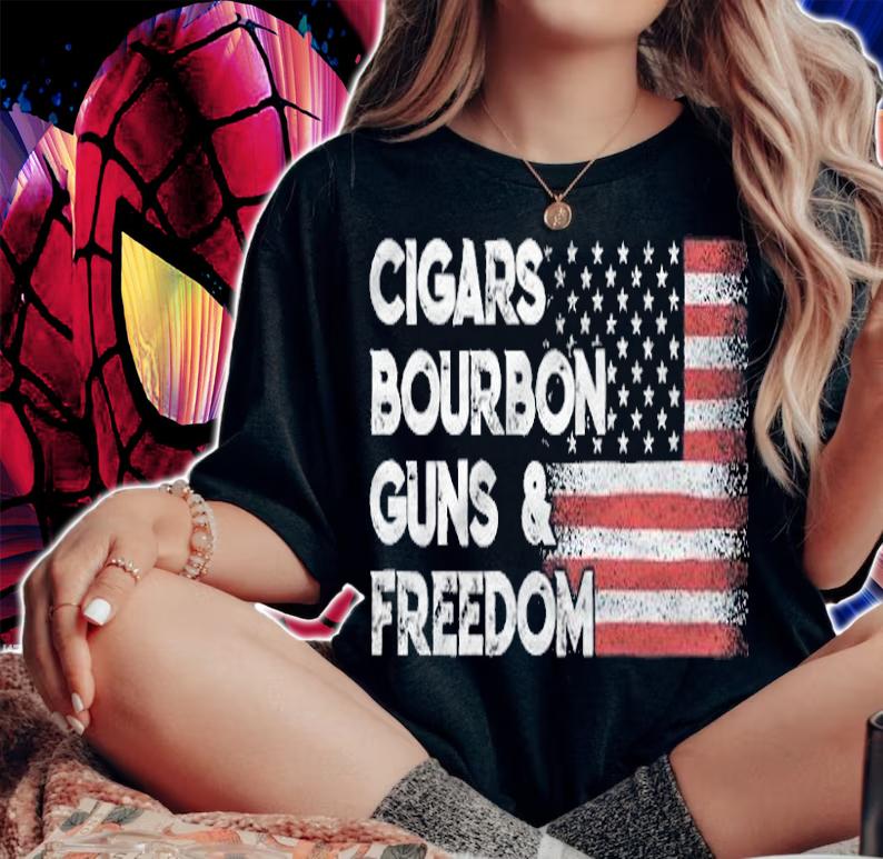 Cigars Bourbon Guns and freedom T-shirt