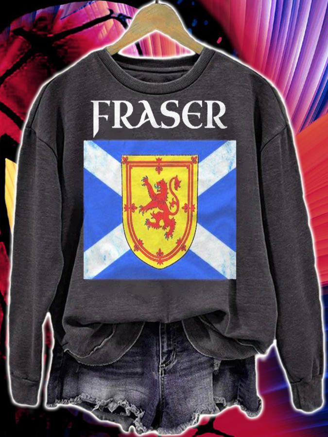Fraser Clan Scottish Name Scotland Flag Pullover Shirt