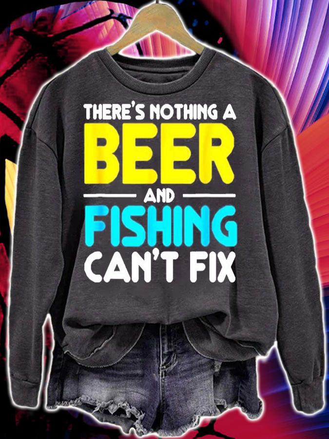 Funny Beer and Fishing Cant Fix Trendy Dad Husband Gift T-Shirt