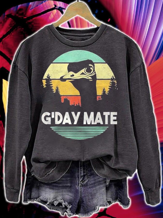 Gday Mate Shirt Funny Vintage Australian Ostrich Bird Gift Shirt