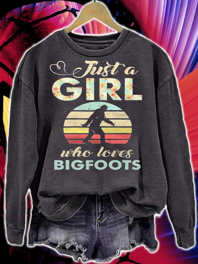 Just A Girl Who Loves Bigfoots Retro Vintage Bigfoot Shirt