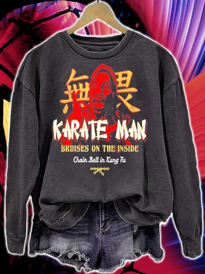 Karate Man Bruises On The Inside Chain Belt In Kung Fu Shirt
