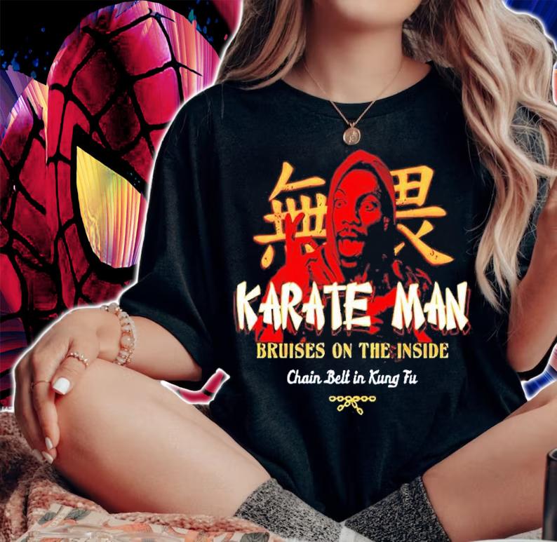 Karate Man Bruises On The Inside Chain Belt In Kung Fu Shirt