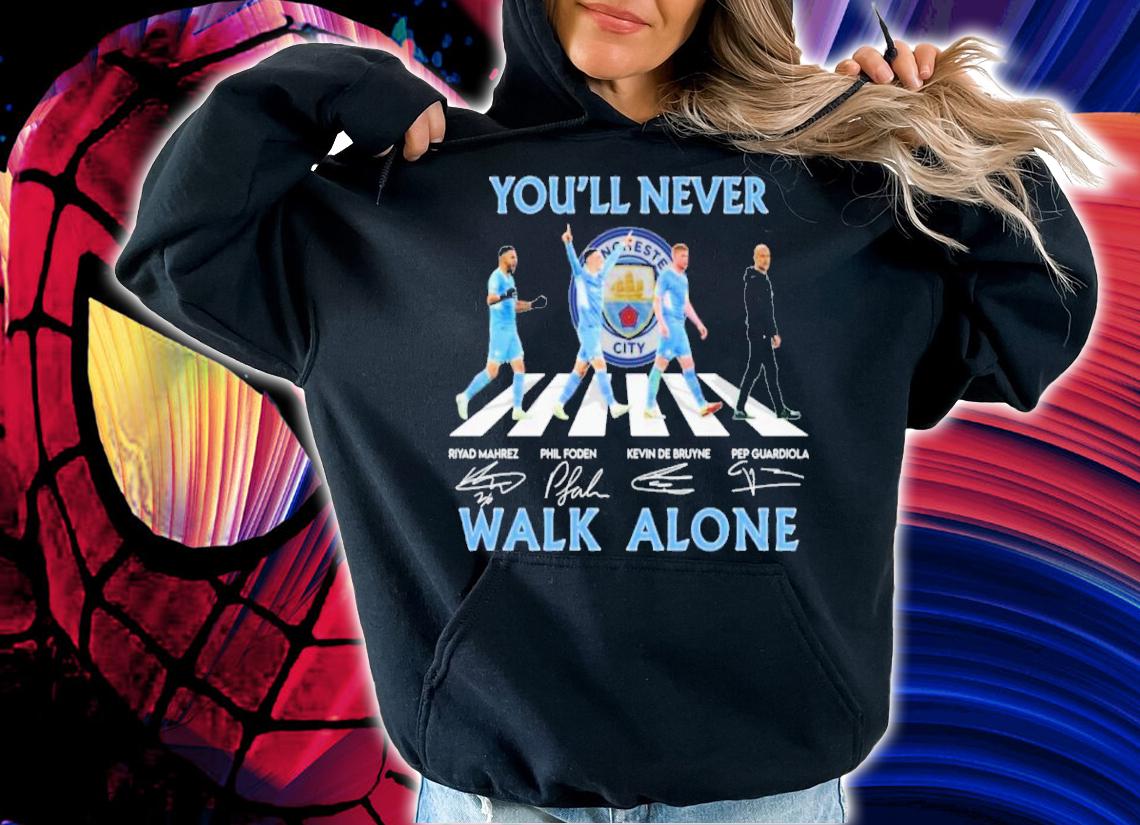 Manchester City FC You'll Never Walk Alone Abbey Road Signatures Shirt hoodie