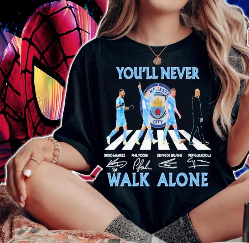 Manchester City FC You'll Never Walk Alone Abbey Road Signatures Shirt woman shirt