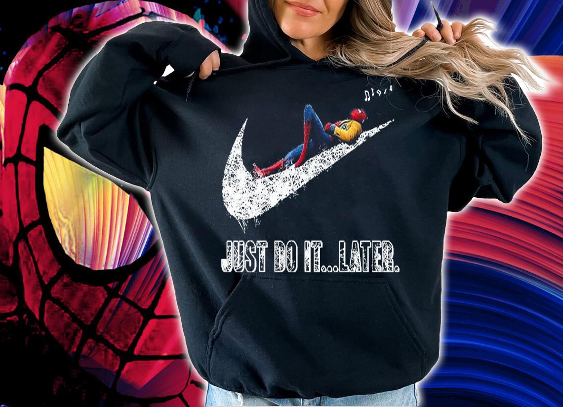 Spider Man listen music Nike just do it later shirt