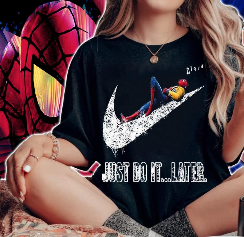 Spider Man listen music Nike just do it later shirt