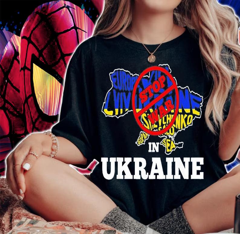 Tank Flag Support I Stand With Ukraine Russian Ukrainian Support Ukraine T-Shirt