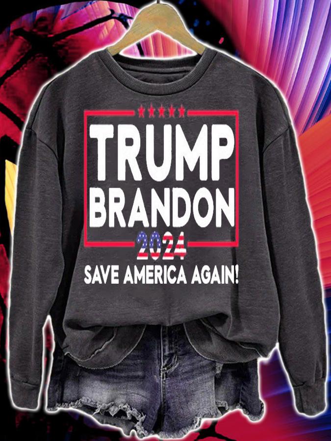 Trump Brandon 2024 Save America Again US Flag Patriotic Shirt T-Shirt sweatshirt