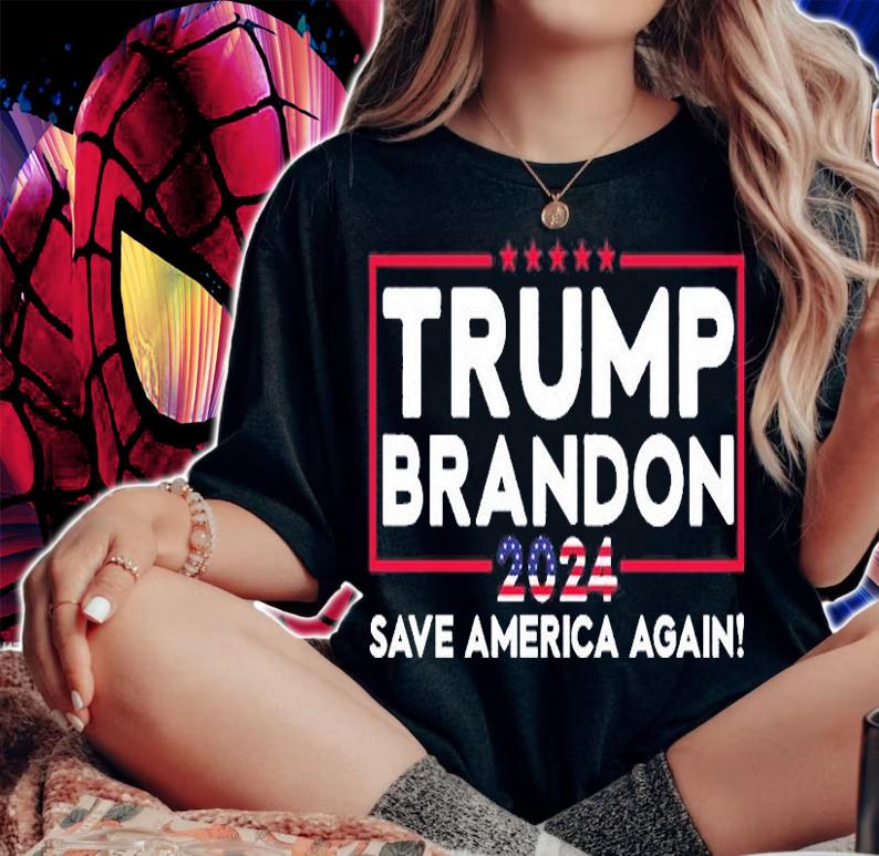 Trump Brandon 2024 Save America Again US Flag Patriotic Shirt T-Shirt woman shirt