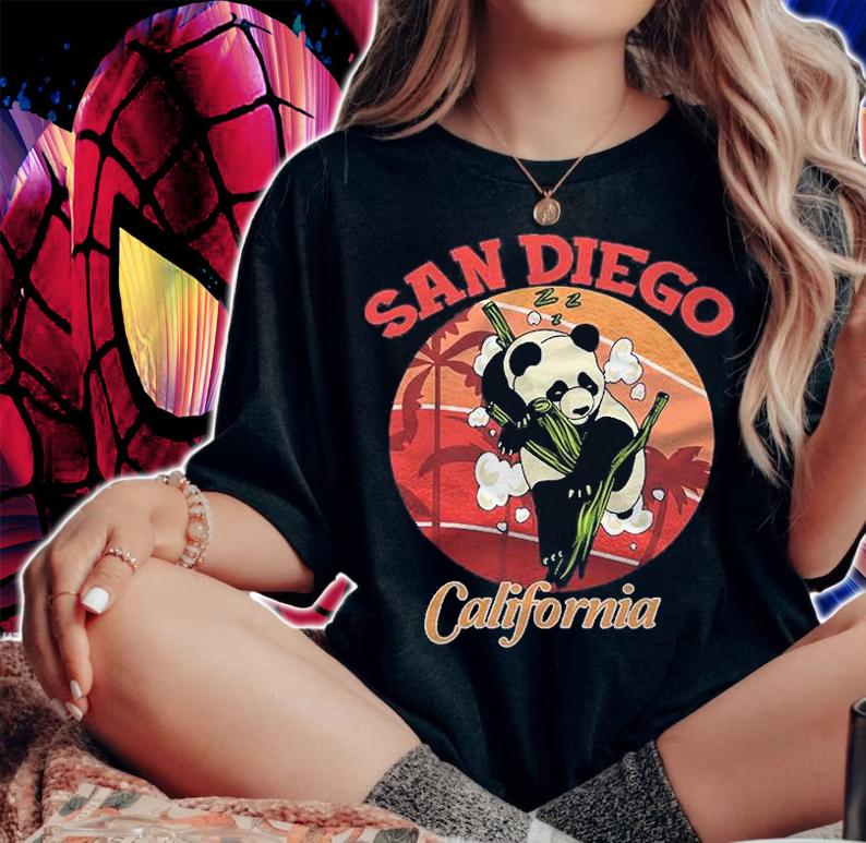 Cute California State San Diego Retro Panda Zoo Pullover Shirt woman shirt
