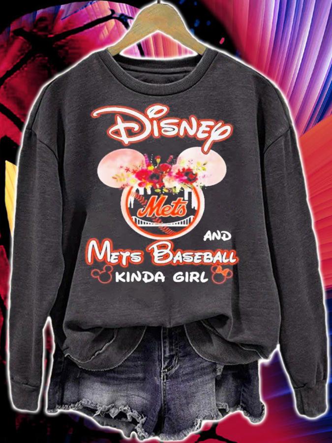 Disney Mets And New York Mets Baseball Kinda Girl Floral Shirt sweatshirt