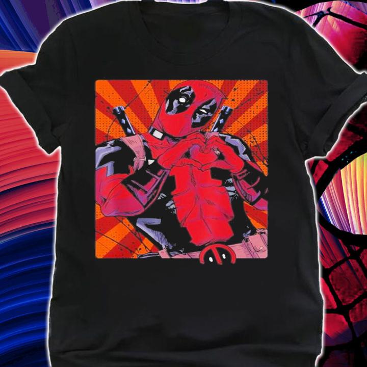 Marvel Deadpool Heart Hands Portrait Shirt shirt