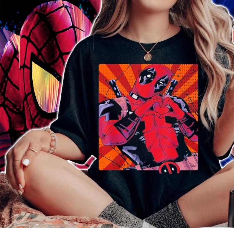 Marvel Deadpool Heart Hands Portrait Shirt woman shirt