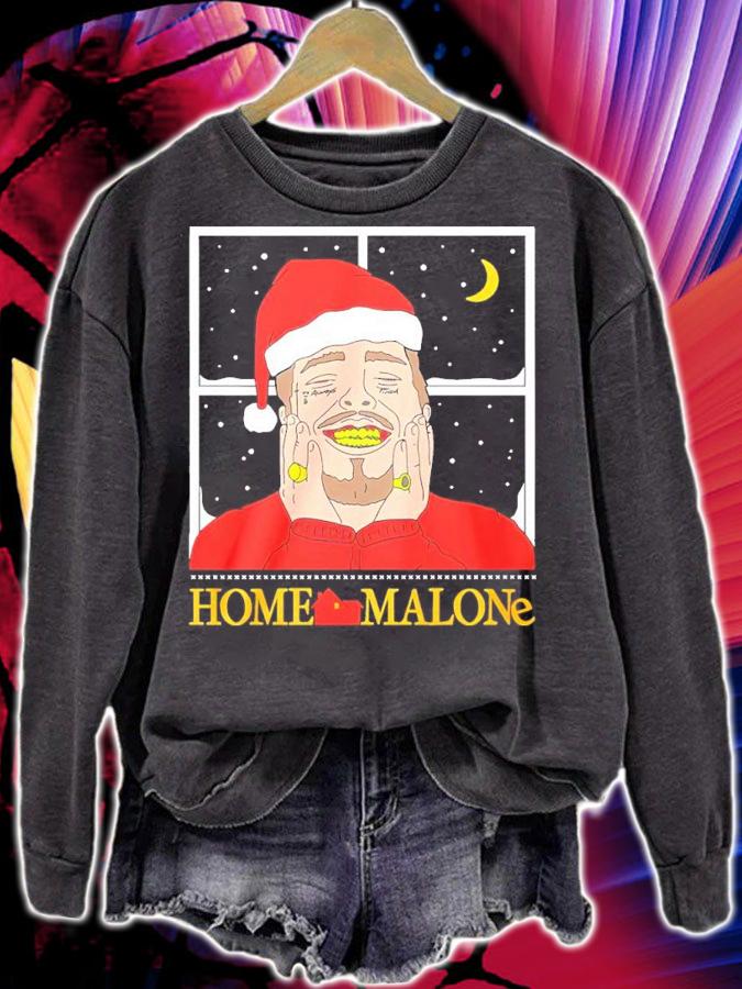 Santa Post Malone Home Malone Merry Christmas 2021 shirt sweatshirt