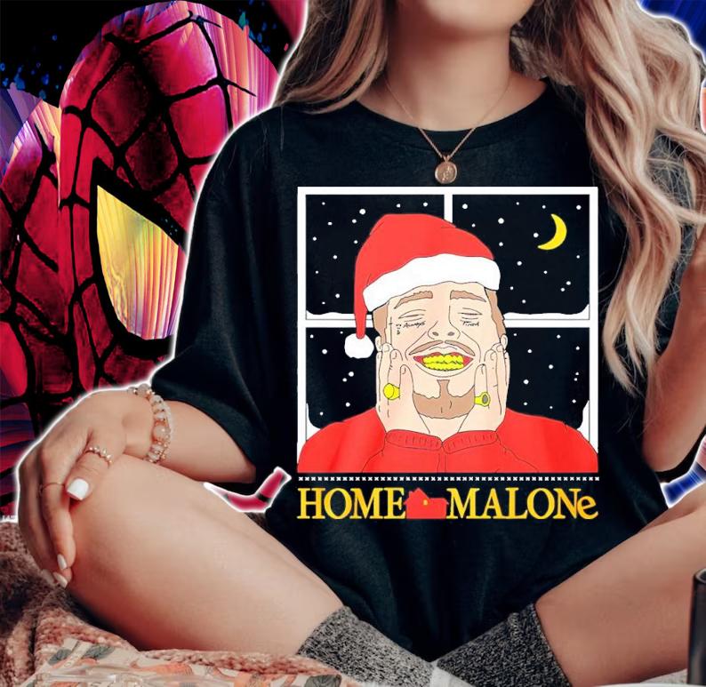 Santa Post Malone Home Malone Merry Christmas 2021 shirt woman shirt