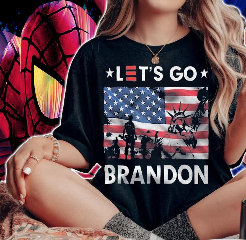 Statue Of Liberty Let's Go Brandon USA Flag T-Shirt woman shirt