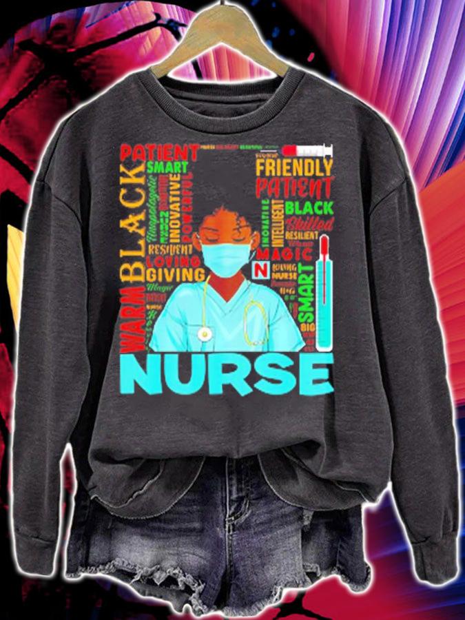 Woman Black Nurse 2022 Costume Black History Month Gifts T-Shirt sweatshirt