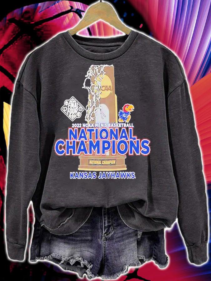Kansas Jayhawks Original Retro Brand 2022 NCAA Men's Basketball National Champions Final Four T-Shirt