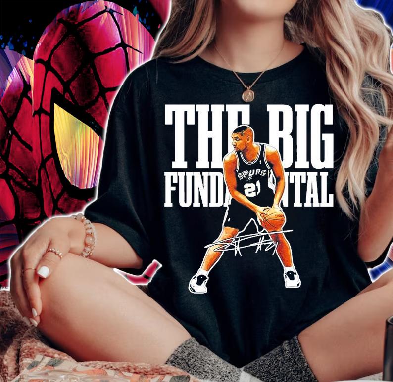 Tim Duncan The Big Fundamental Basketball Legend Signature T-Shirt woman shirt
