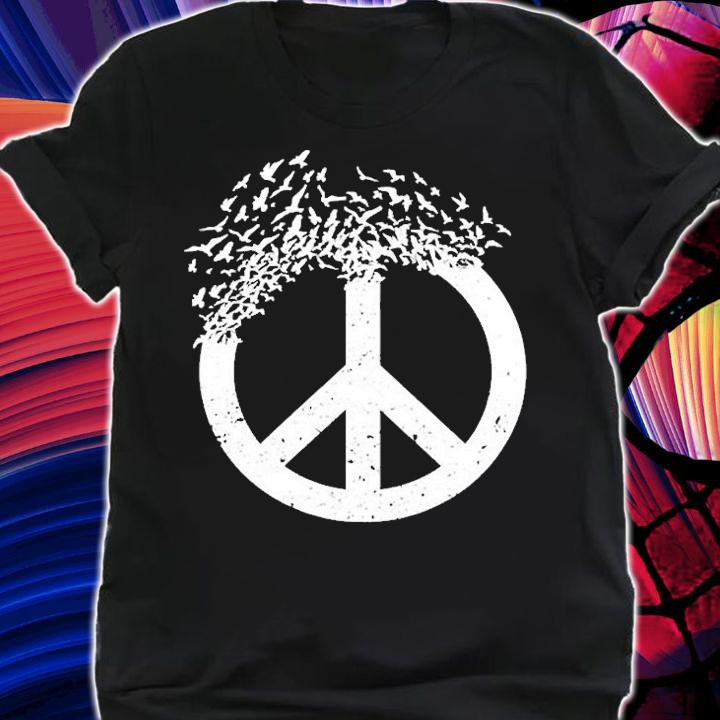 Womens Dove Birds Peace Sign Hippies Doves 70S Retro White T-Shirt shirt