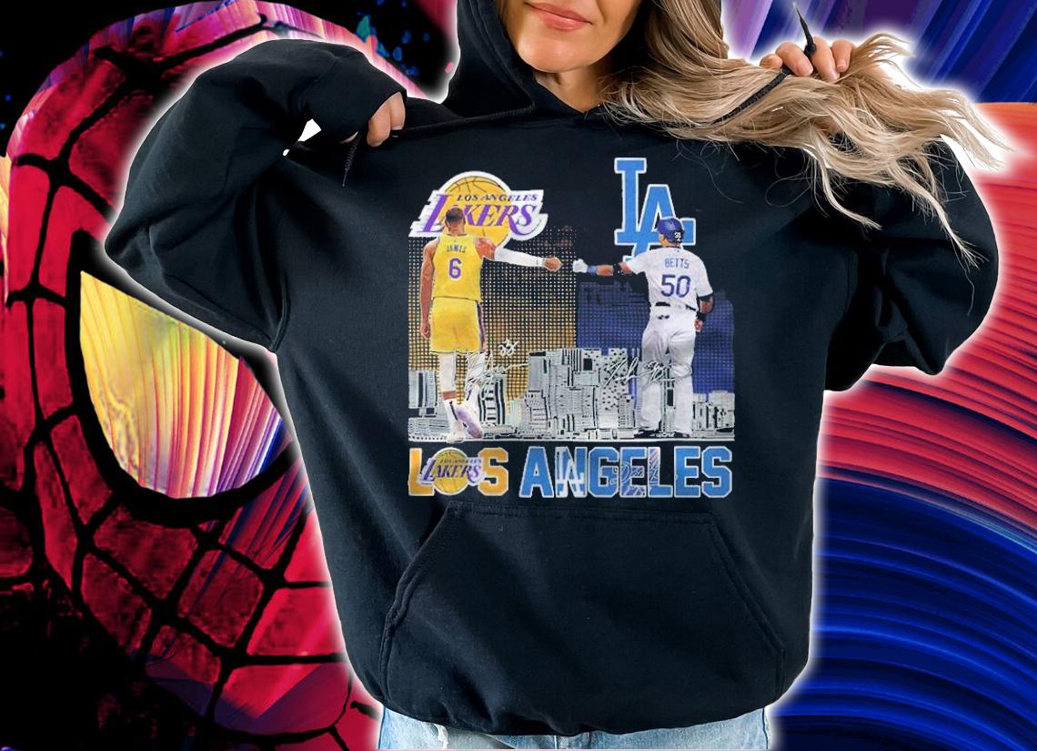 Los Angeles Lakers James and Los Angeles Dodgers Betts signatures shirt hoodie