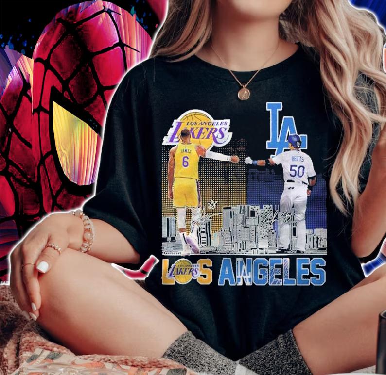 Los Angeles Lakers James and Los Angeles Dodgers Betts signatures shirt woman shirt