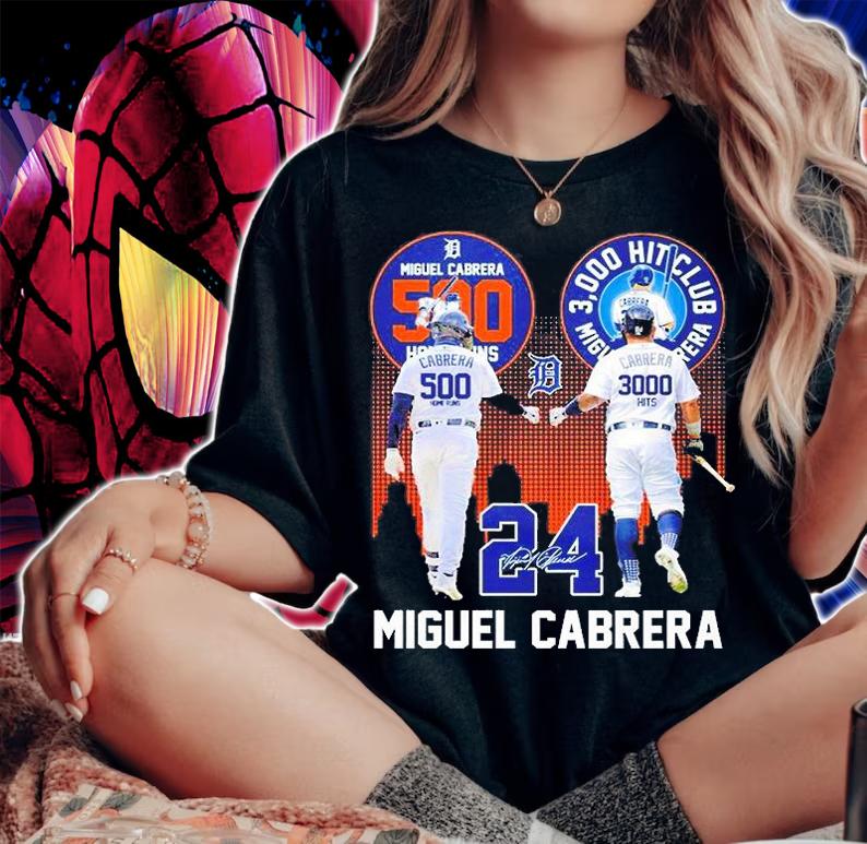 Miguel Cabrera 500 home runs 3000 hits signatures shirt woman shirt