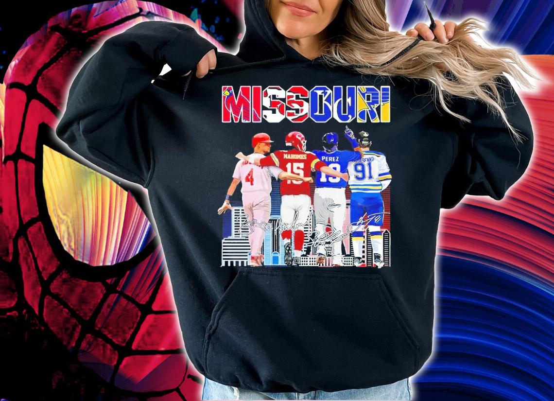 Official MISSOURI Yadier Molina Patrick Mahomes Salvador Perez And Vladimir Tarasenko Signatures Shirt_ hoodie