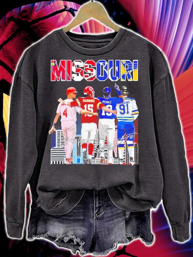 Official MISSOURI Yadier Molina Patrick Mahomes Salvador Perez And Vladimir Tarasenko Signatures Shirt_ sweatshirt