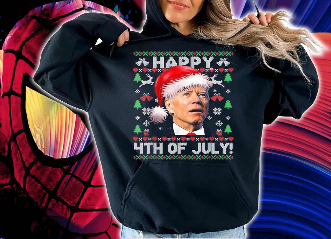 Santa Joe Biden Happy 4th of July Ugly Christmas Holiday T-Shirt hoodie