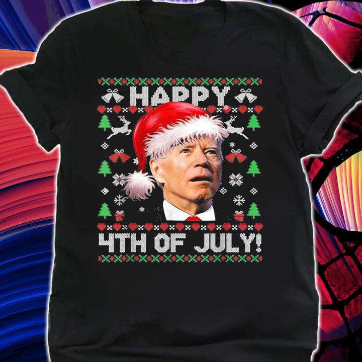 Santa Joe Biden Happy 4th of July Ugly Christmas Holiday T-Shirt shirt