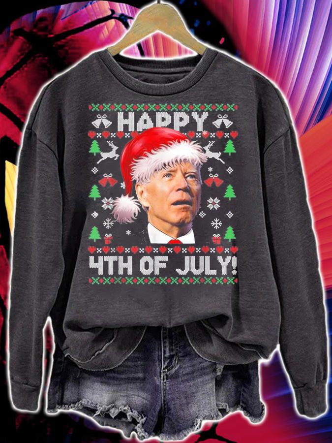 Santa Joe Biden Happy 4th of July Ugly Christmas Holiday T-Shirt sweatshirt