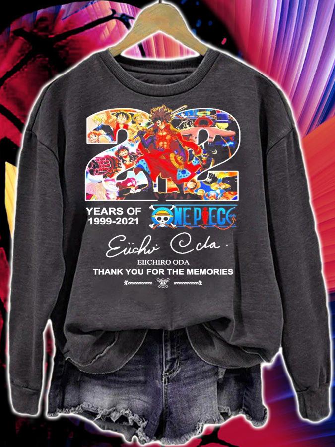 22 years of 1999-2021 One Piece Eiichiro Oda signature shirt