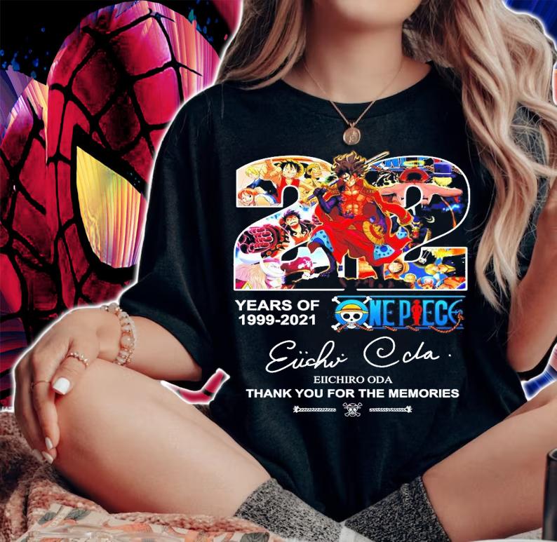 22 years of 1999-2021 One Piece Eiichiro Oda signature shirt